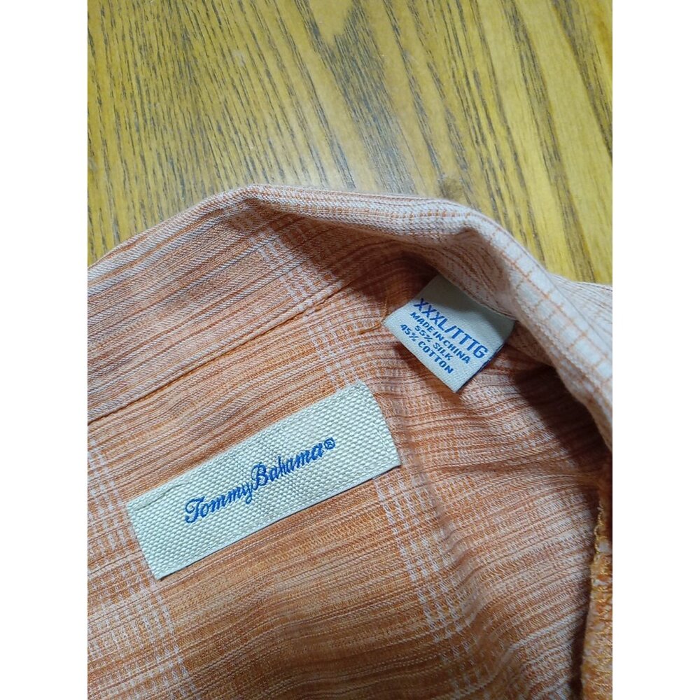 TOMMY BAHAMA Shirt Mens XXXL 3XL Orange Brick Creme Preowned Summer Spring Used - Picture 5 of 7